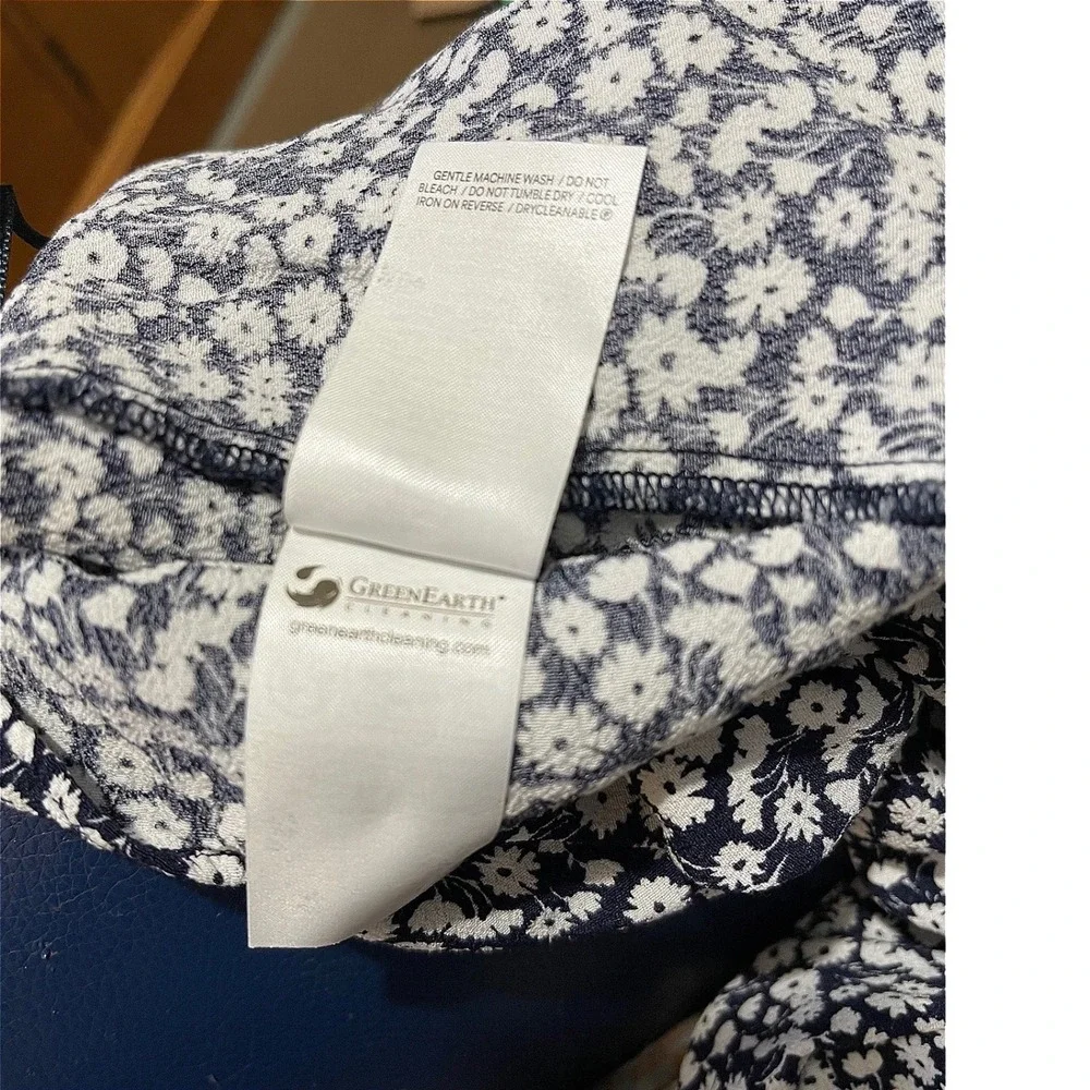 Boden Navy Blue Daisy Floral Square Neck Puff Sleeve Blouse US Size 6/UK 10 Boho